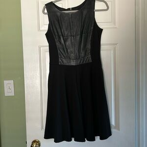 A-line dress with genuine leather bodice
